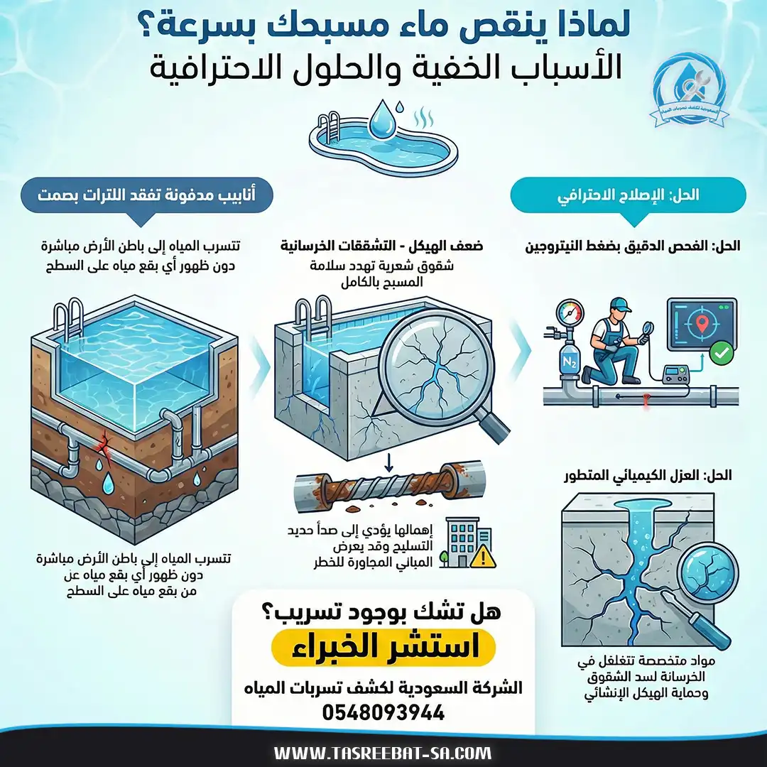 كشف تسربات المسابح بالجبيل